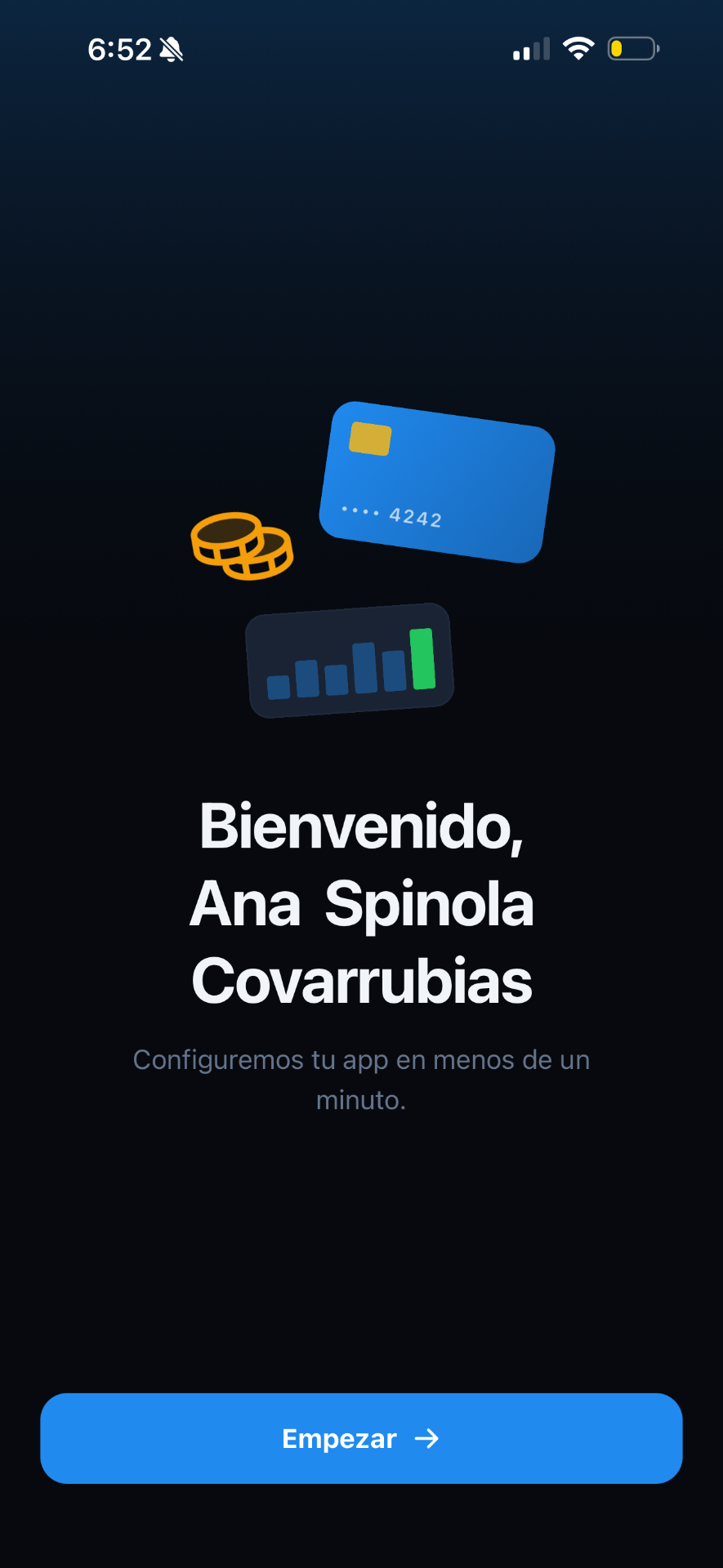 Pantalla de bienvenida MyWealthy